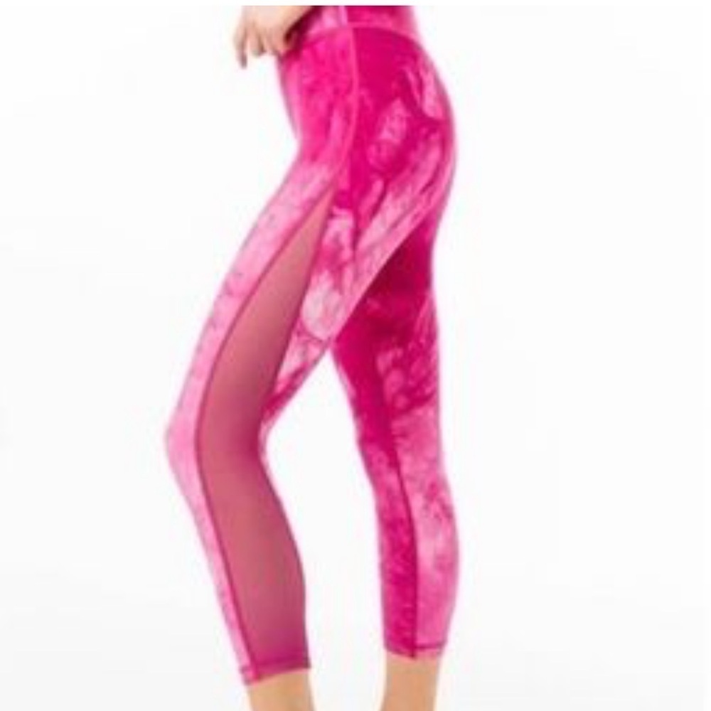 ZYIA HENDRIX LNT HI-RISE CAPRI leggings fuchsia pink mesh size 6-8
